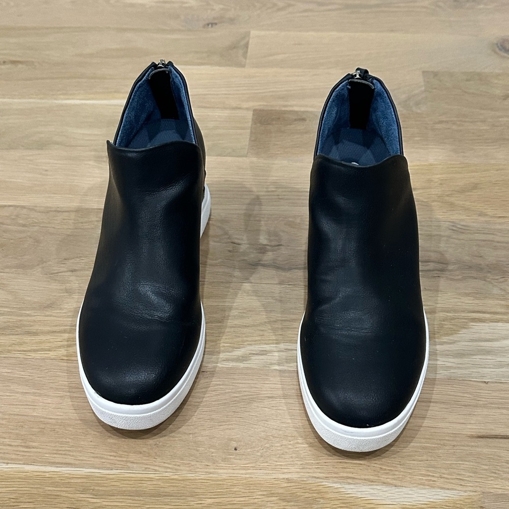 Dr. Scholl's Madison Hi Wedge Sneaker Booties Black Faux Leather